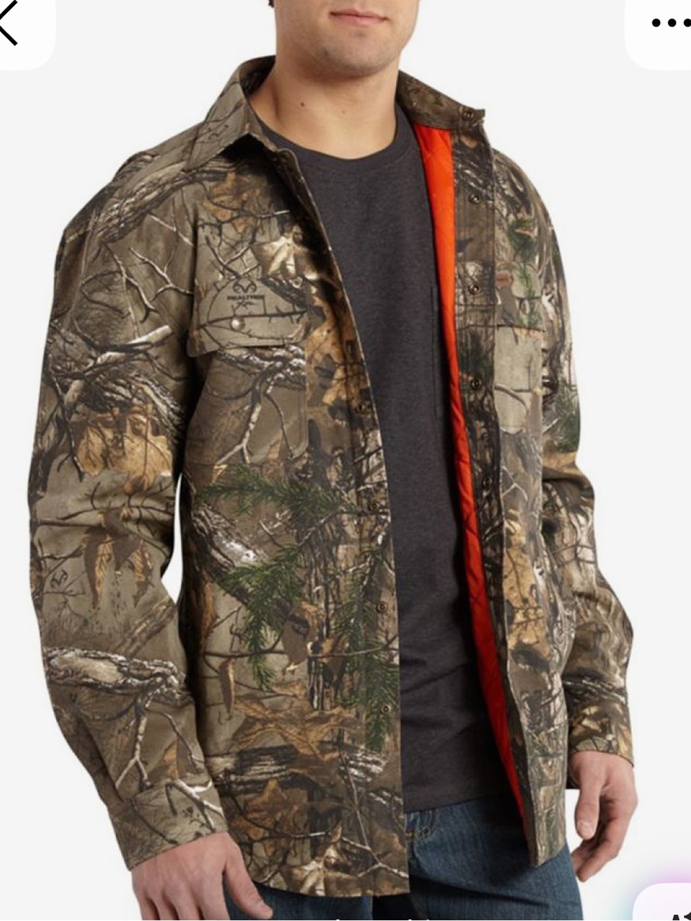 Carhartt Men’s Wexford Canvas Camo Shirt Button Up Jacket Realtree Xtra